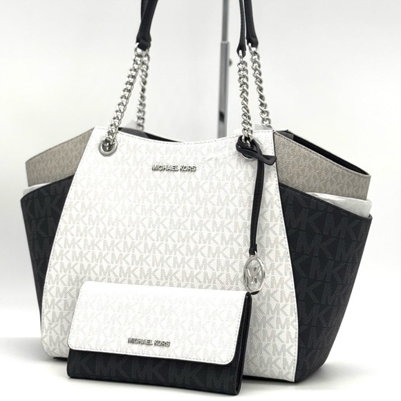 Michael Kors Jet Set Travel Chain Shoulder Bag & Trifold Wallet Matching Set - Picture 1 of 13